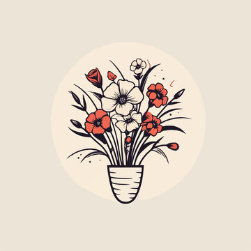 Bouquet in cartoon, doodle style. Image for t shirt. Isolated 2d vector illustration in logo, icon, sketch style, Eps 10. AI Generative
