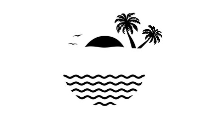 Fototapeta na wymiar Ocean and palms with copy space ai generated logo
