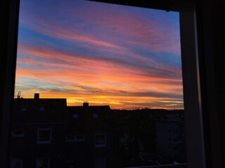 sunset in the city