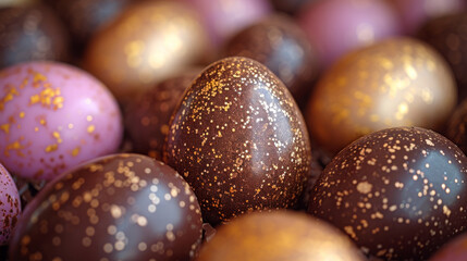Festive Chocolate Easter Eggs with Shimmering Gold Accents