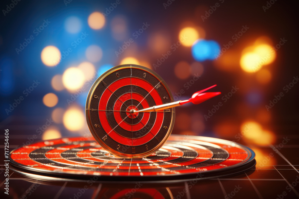 Poster a stylized target icon with detailed arrows signifies precise goal-setting and strategic planning, e