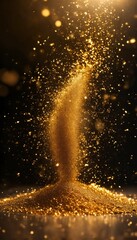 Obraz premium Golden glitter powder dust bursting background