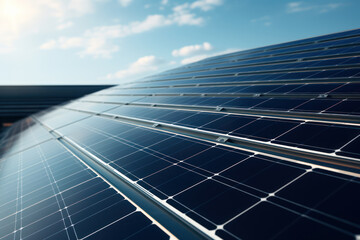 A grid of aligned solar panels captures the concept of sustainable energy and environmental order. Generative Ai.