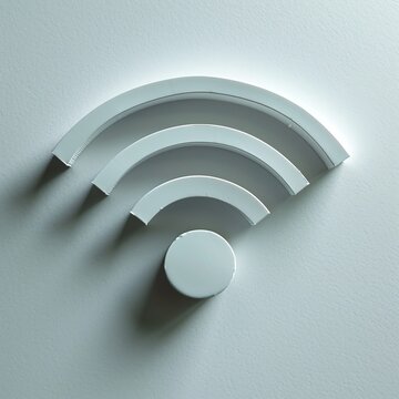 Wlan Symbol beleuchtet an der Wand. Wireless-Lan Empfang Zeichen. 