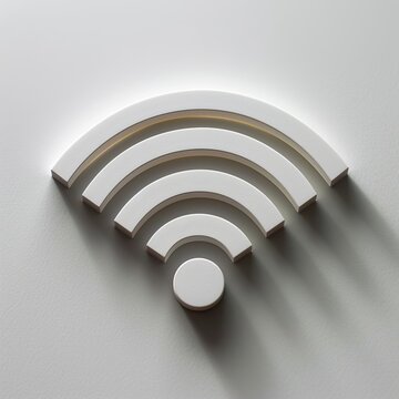 Wlan Symbol beleuchtet an der Wand. Wireless-Lan Empfang Zeichen. 
