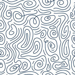 Seamless pattern with hand-drawn waves. Vector illustration.