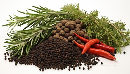 High quality  composition with rosemary, red peppercorns, black pepper, and star anise