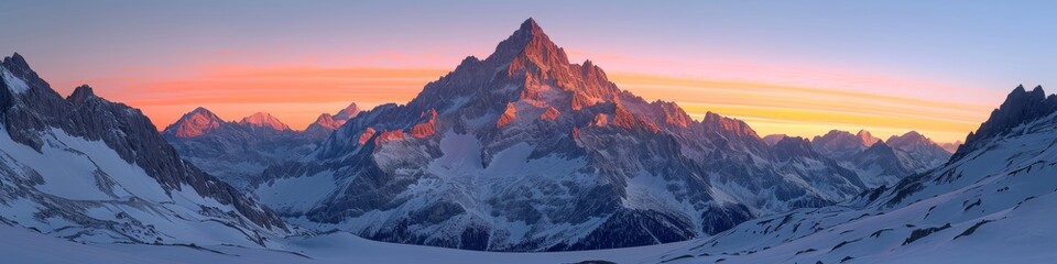 Majestic Himalayan Mountains at Sunrise Panoramic View - obrazy, fototapety, plakaty