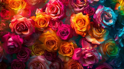 Captivating bouquets of tropical roses in a kaleidoscope of colors generative ai