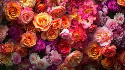 Captivating bouquets of tropical roses in a kaleidoscope of colors generative ai