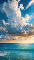 Fototapeta na wymiar Beautiful sea and ocean with cloud on blue sky