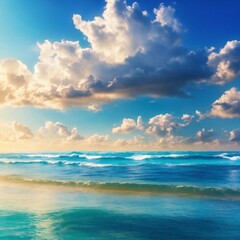 Fototapeta na wymiar Beautiful sea and ocean with cloud on blue sky