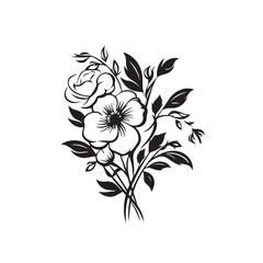 Bouquet in cartoon, doodle style . Image for t shirt. Isolated 2d vector illustration in logo, icon, sketch style, Eps 10, black and white. AI Generative