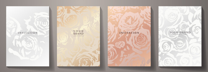 Elegant cover design set. Premium fashionable vector background with flower pattern for cover design, invitation, flyer, wedding card, catalog, brochure template, menu design, congratulation.