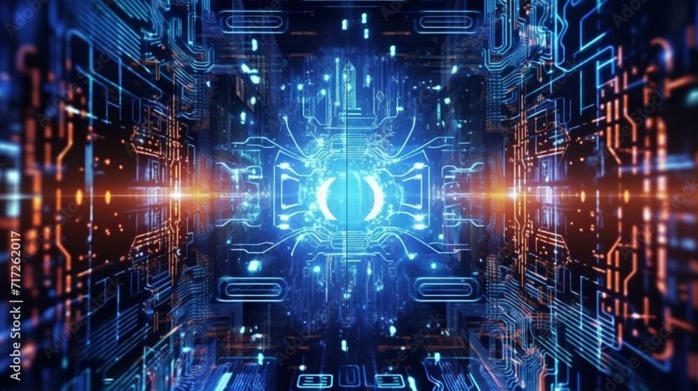 Poster cyber backdrop with applications in technology neural ai generative