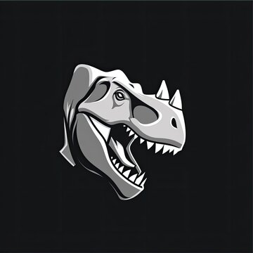 Dinosaur Animal Logo Black And White Design Element Generative AI