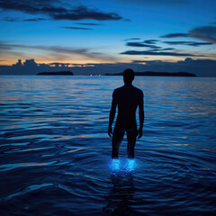 Extraordinary Bioluminescent Bay Night Silhouette