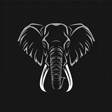 Elephant Animal Logo Grayscale Illustration Element Generative AI