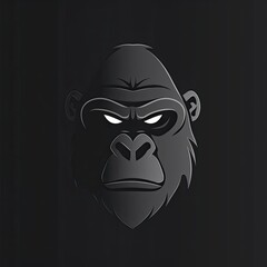 Gorilla Animal Logo Black And White Illustration Element Generative AI
