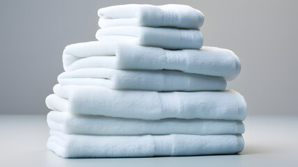 Fototapeta na wymiar Stacks of towels folded on top of each other.