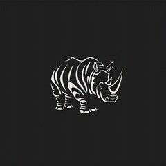 Rhinoceros Animal Logo Grayscale Illustration Element Generative AI