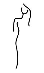 Woman. Body, figure, silhouette, black outlines, digital art. Vector illustration. Painting, poster, print.