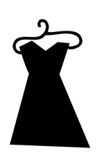 Abstract contrast black and white colors stylish dress on the cloth hanger. Fashion and beauty, style, trend, elegant, beauty, woman, female, art, print, vector illustration, digital painting.