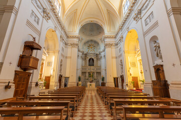 VICENZA, ITALY - NOVEMBER 6, 2023: The nave of baroque church Chiesa di San Filippo Neri.