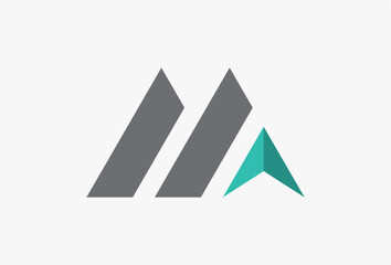 initial letter m triangle arrow Up Vector logo Template