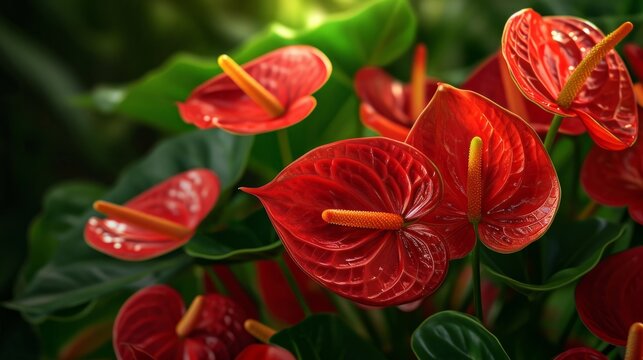 Dynamic and vivid anthurium flowers generative ai