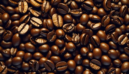 Coffee beans top view on a white background space for text
