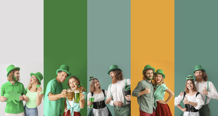 Collage with couples celebrating st. Patrick's Day