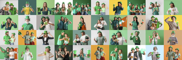 Collage with many different people celebrating st. Patrick's Day