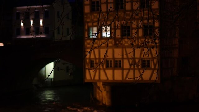 bamberg germany in winter at night 4k 25fps video