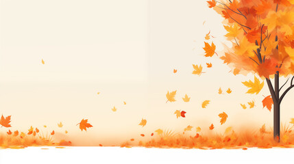 Autumn season landscape backgrounds. Fall abstract autumnal background. Hand-drawn Autumn nature background.