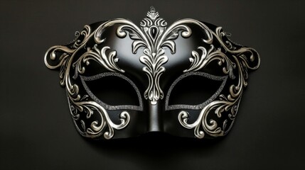 Masculine black and silver masquerade mask generative ai