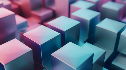 Abstract blue pink structure of squares or block pattern