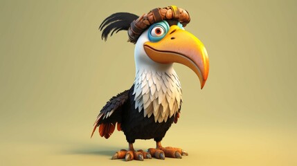 A cute cartoon hornbill character Ai Generative