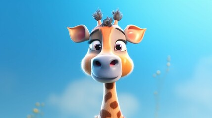 Obraz premium A cute cartoon jeraffe character Ai Generative