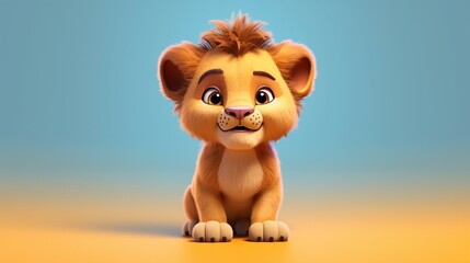 A cute cartoon lion character Ai Generative