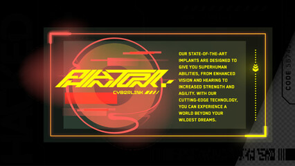 Virtual reality Cyberpunk HUD interface. ci-fi digital interface elements HUD for Game, UI, UX, KIT. Futuristic User Interface, frame screens, Callouts titles.	