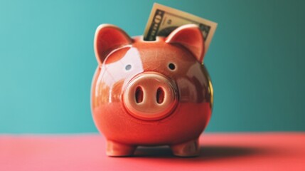 Piggy bank with bill slot, generative ai