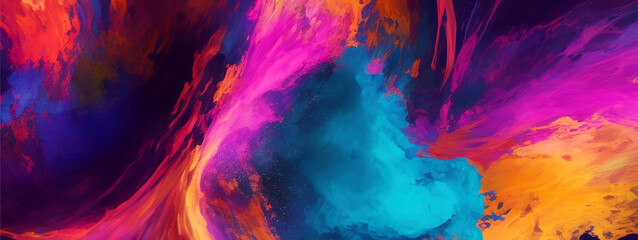 Colorfull ink paint splash banner. Abstract Colorfull background.
