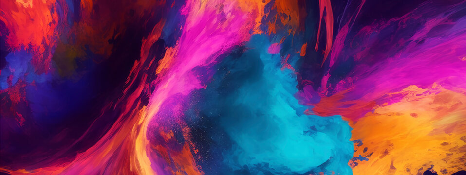 Colorfull ink paint splash banner. Abstract Colorfull background.