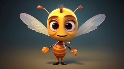 A cute cartoon bee humming bird character Ai Generative