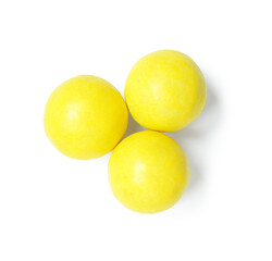 Yellow chewing gum on white background