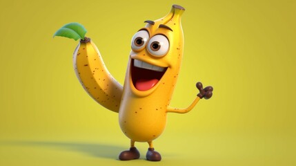 A cute cartoon banana character Ai Generative