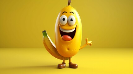 A cute cartoon banana character Ai Generative