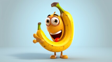 A cute cartoon banana character Ai Generative