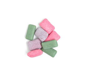 Color chewing gums on white background